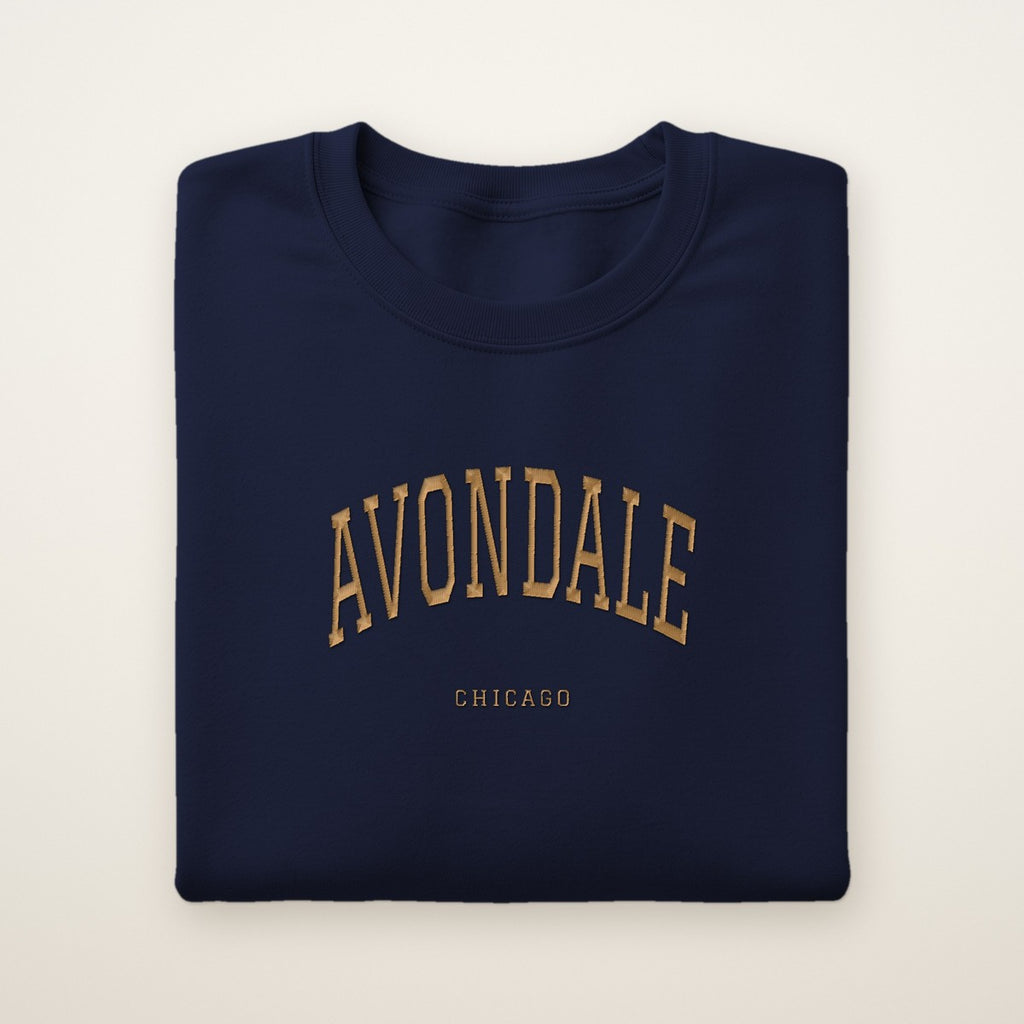 Avondale Chicago Embroidered Crewneck — Gold Thread