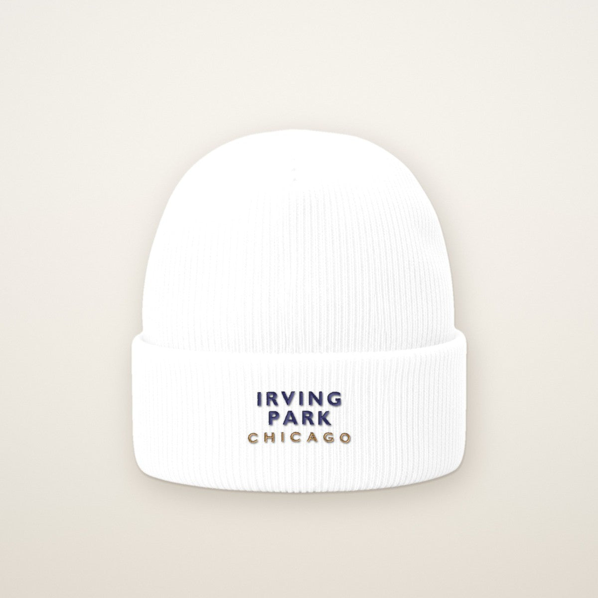Irving Park Chicago Embroidered Cuffed Beanie — Navy Thread