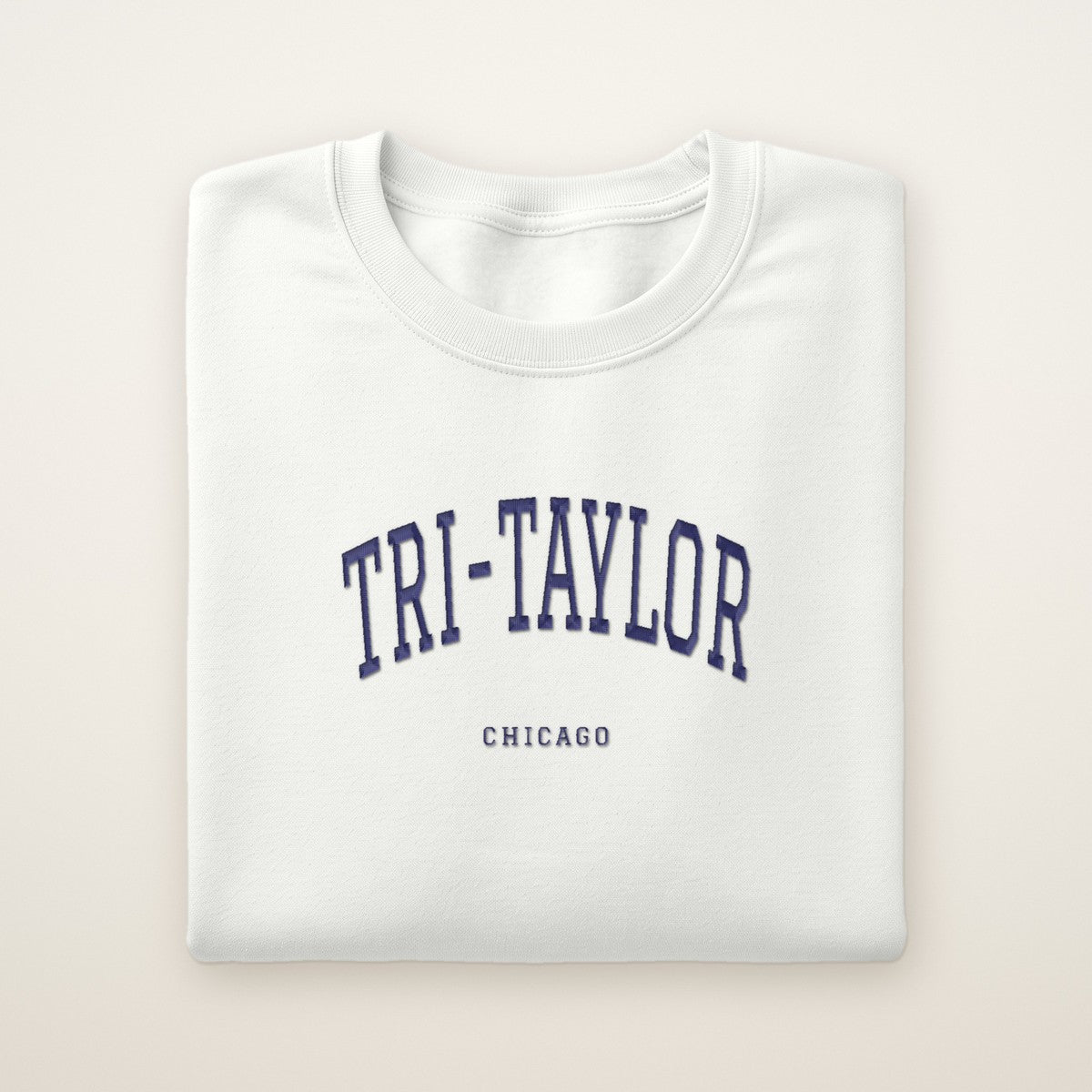 Tri-Taylor Chicago Embroidered Crewneck — Navy Thread