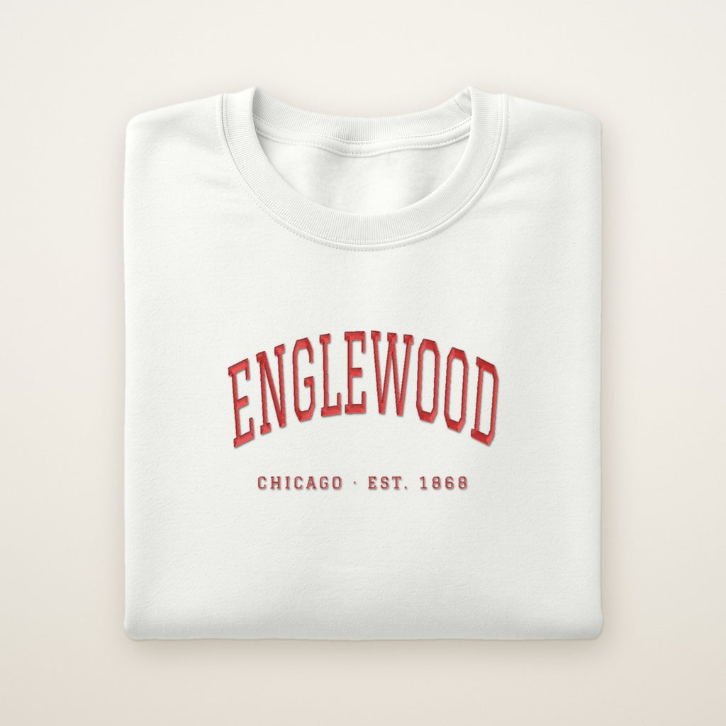 Englewood Chicago Embroidered Crewneck — Red Thread