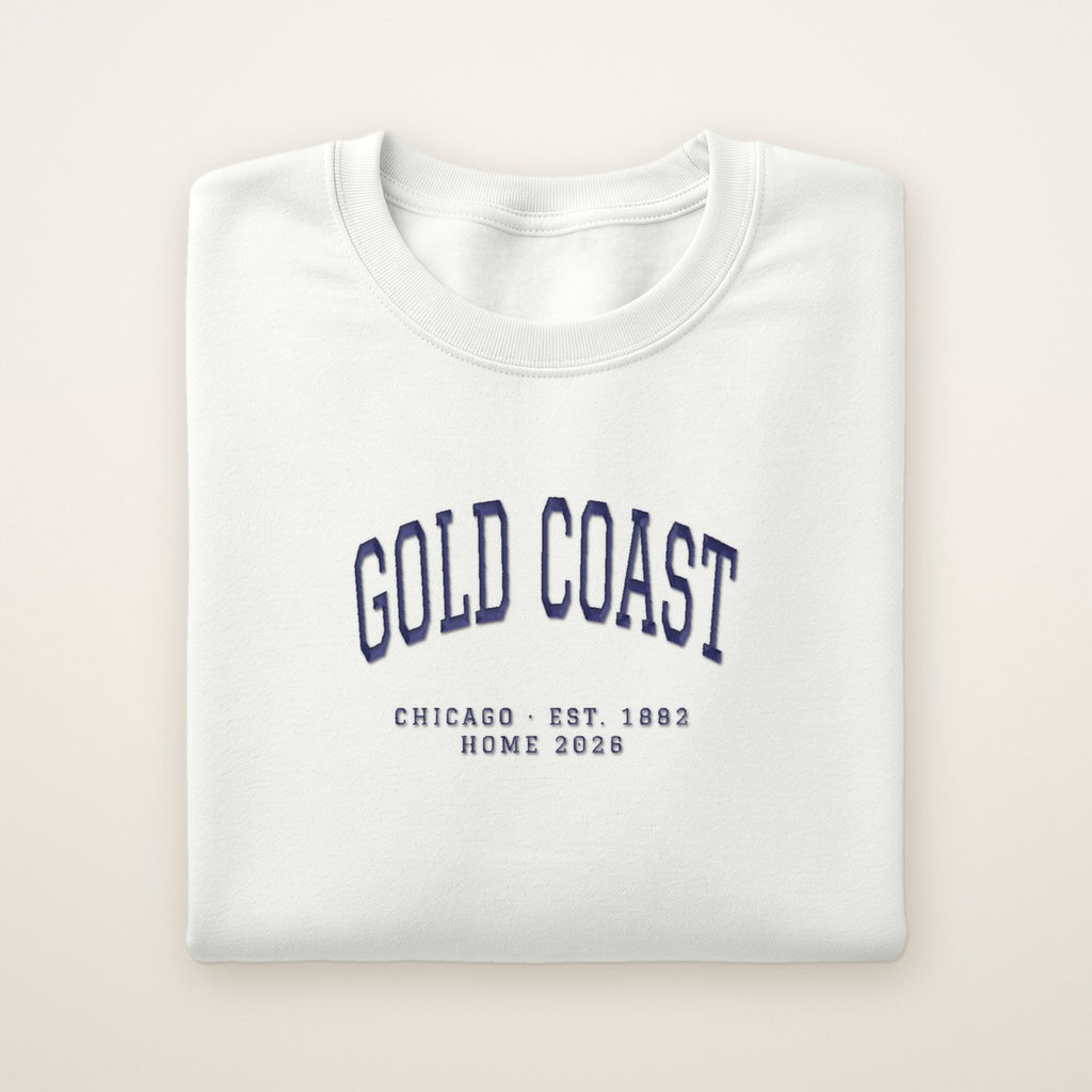 Gold Coast Chicago Home 2026 Embroidered Crewneck — Navy Thread