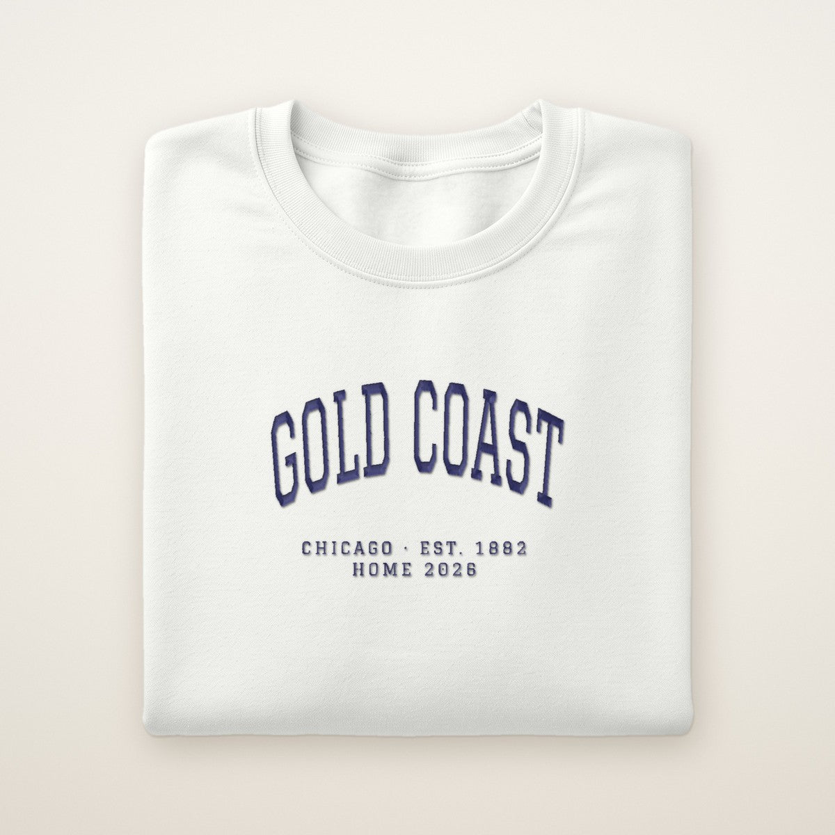 Gold Coast Chicago Home 2026 Embroidered Crewneck — Navy Thread