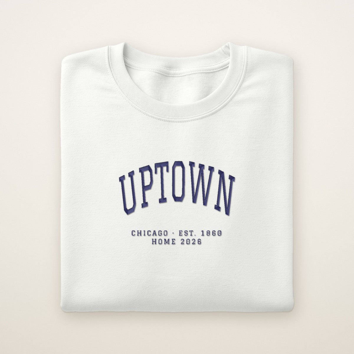 Uptown Chicago Home 2026 Embroidered Crewneck — Navy Thread