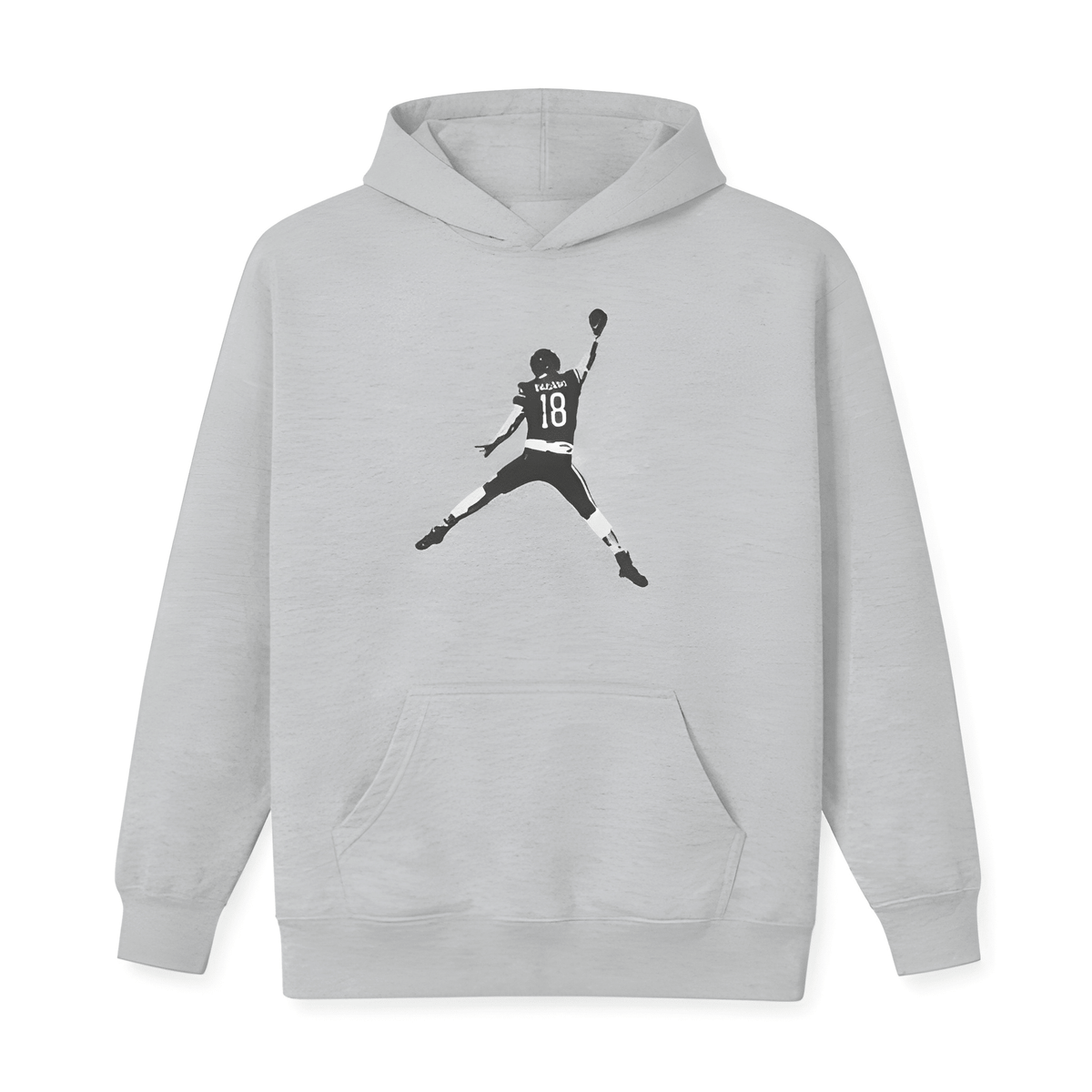 Caleb Williams Jump Man hoodie in sport grey, front view