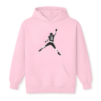 Caleb Williams Jump Man hoodie in light pink, front view