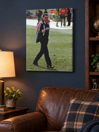 Mike Ditka Iron Mike portrait canvas above a leather sofa