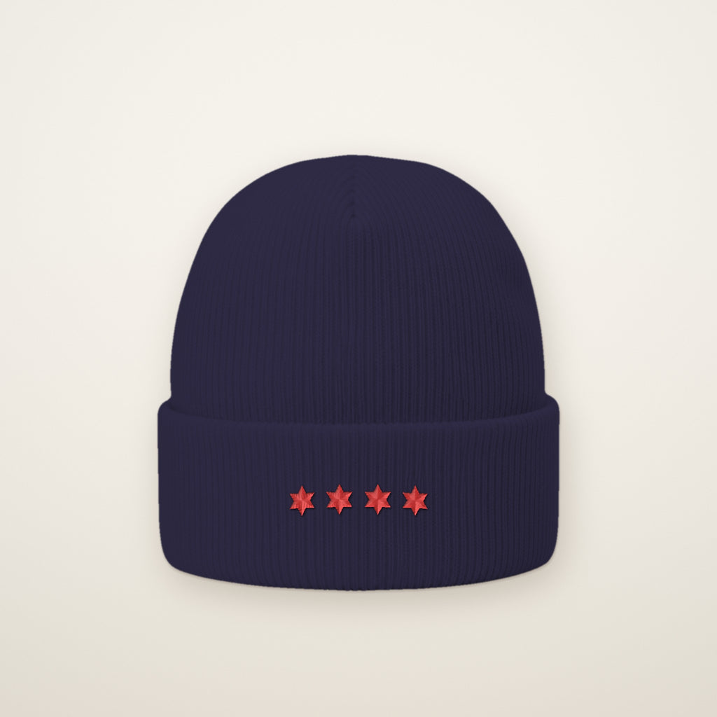 Chicago Four Stars embroidered cuffed beanie in Navy