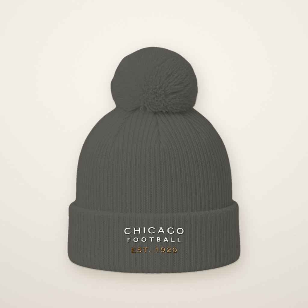 Chicago Football Est. 1920 embroidered pom-pom beanie in Dark Heather Grey