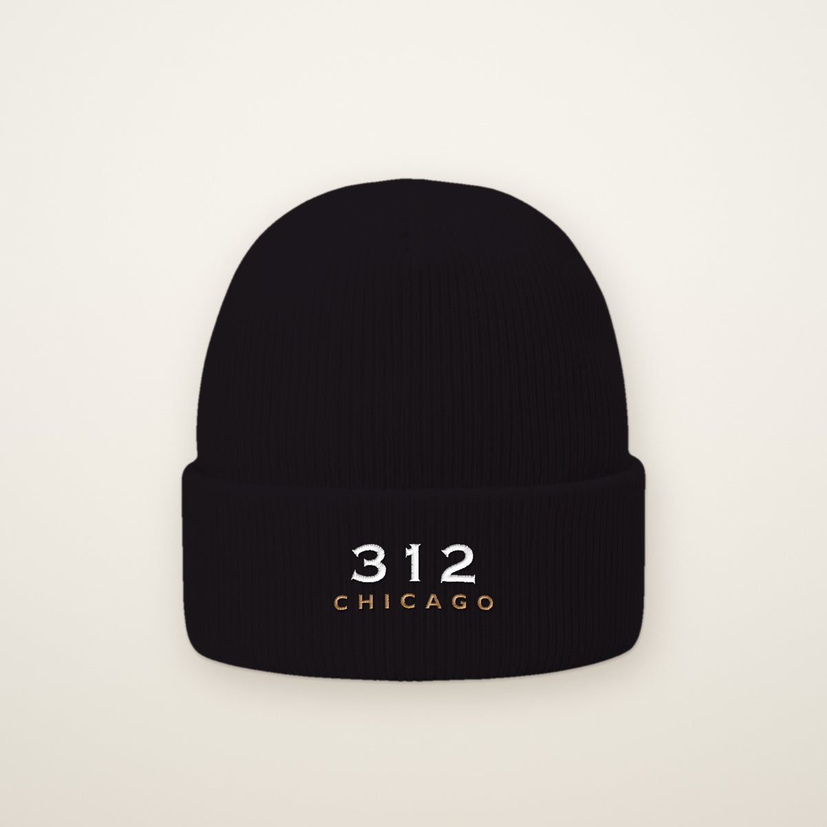 312 Chicago embroidered cuffed beanie in Black