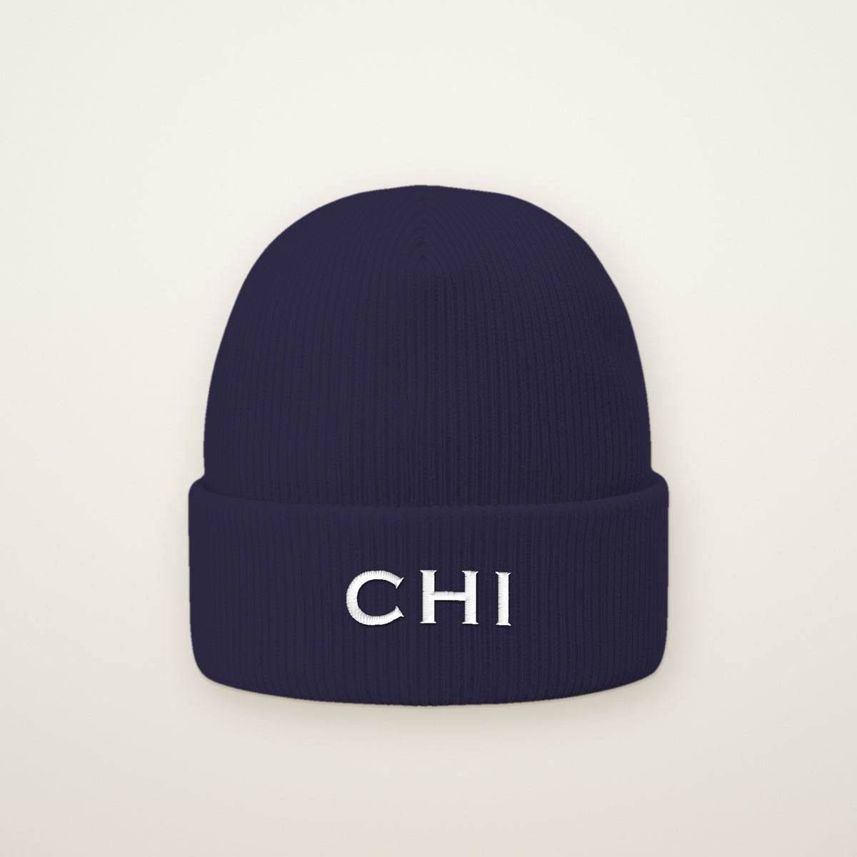 CHI embroidered cuffed beanie in Navy