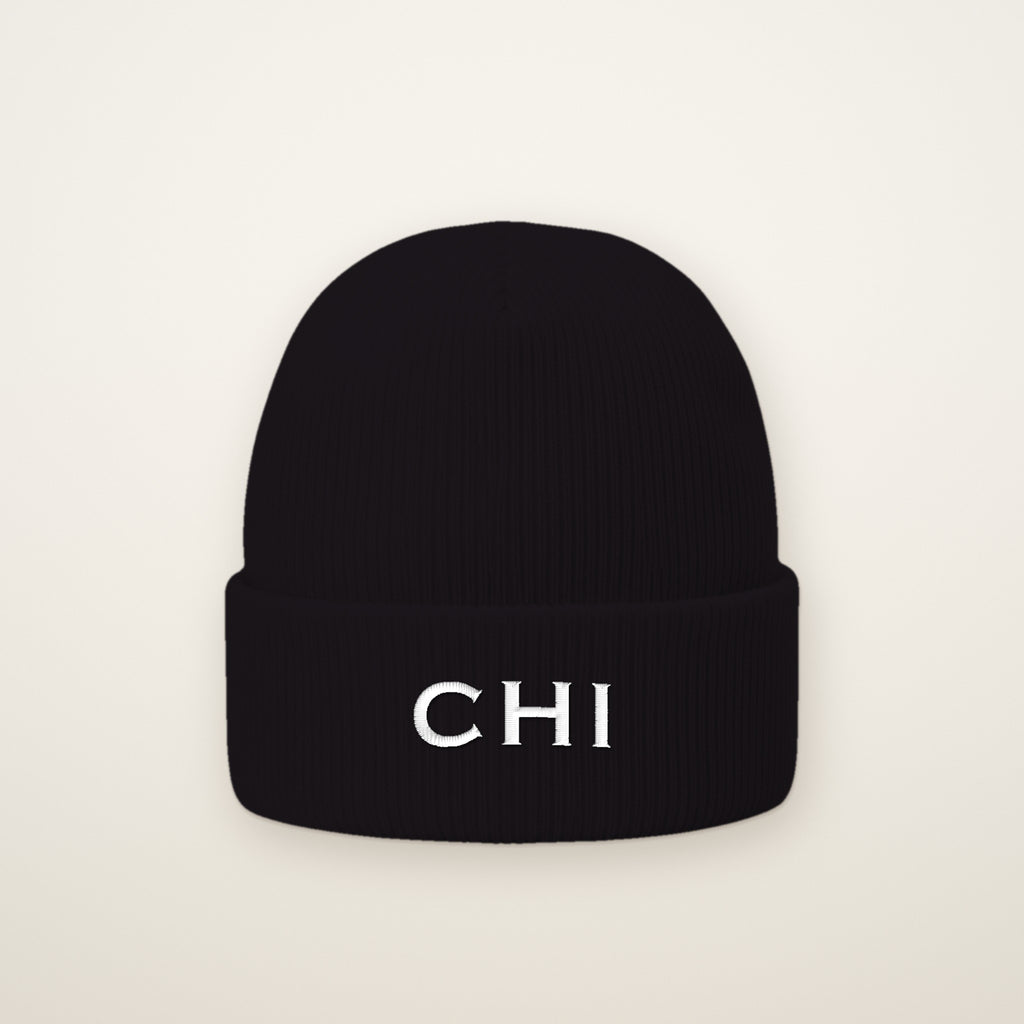 CHI embroidered cuffed beanie in Black