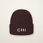 CHI embroidered cuffed beanie in Brown