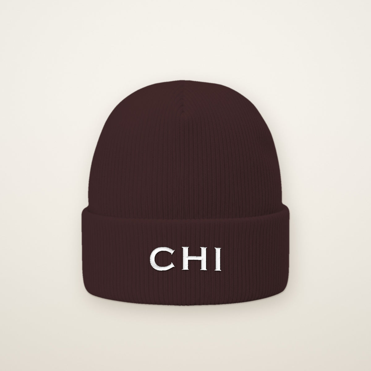 CHI embroidered cuffed beanie in Brown