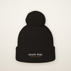 South Side Chicago embroidered pom-pom beanie in Black
