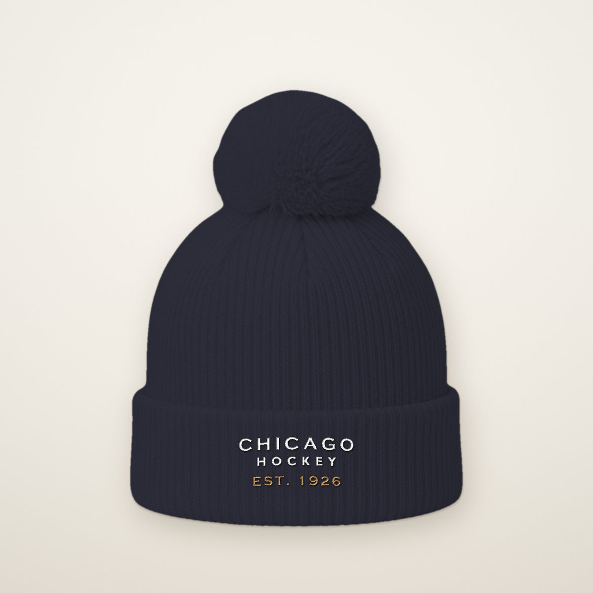 Chicago Hockey Est. 1926 embroidered pom-pom beanie in Navy