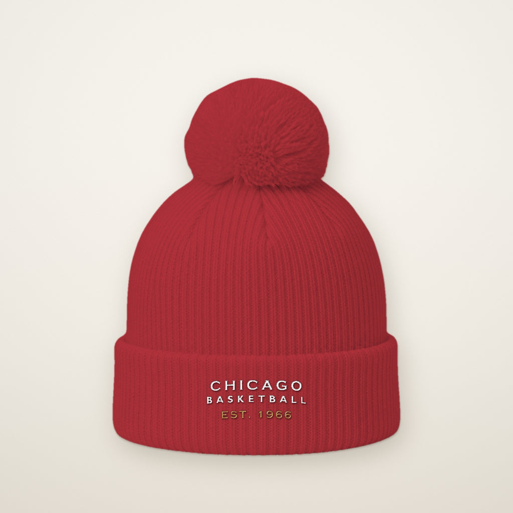 Chicago Basketball Est. 1966 embroidered pom-pom beanie in Red