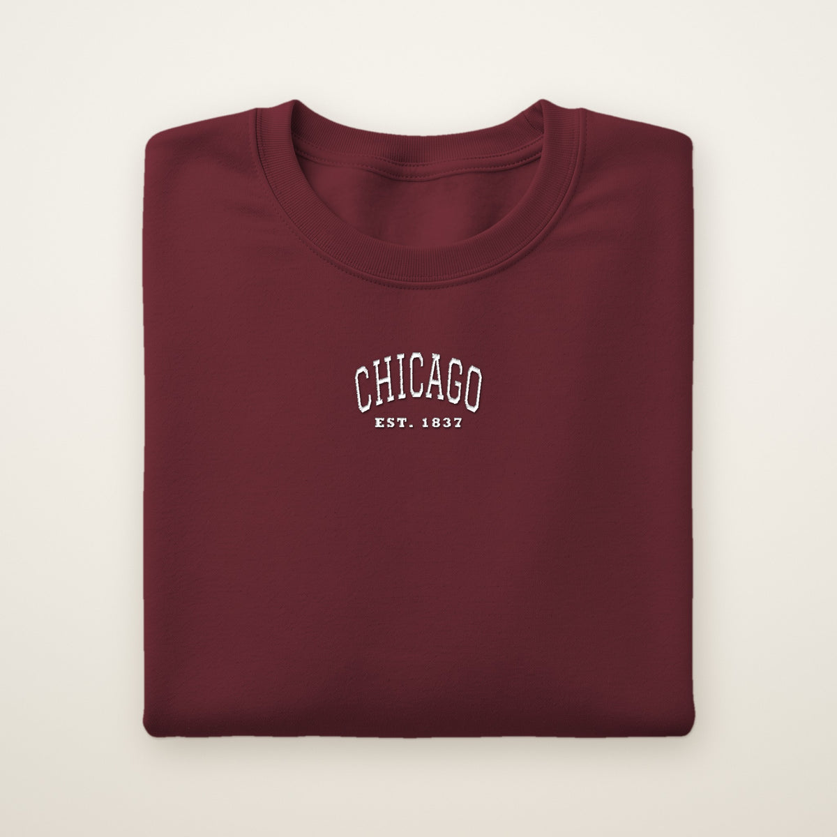 Chicago embroidered youth crewneck in Maroon with white thread