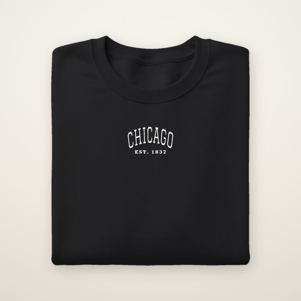 Chicago embroidered youth crewneck in Black with white thread