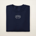 Chicago embroidered youth crewneck in Navy with white thread