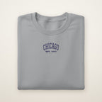 Chicago embroidered youth crewneck in Sport Grey with navy thread