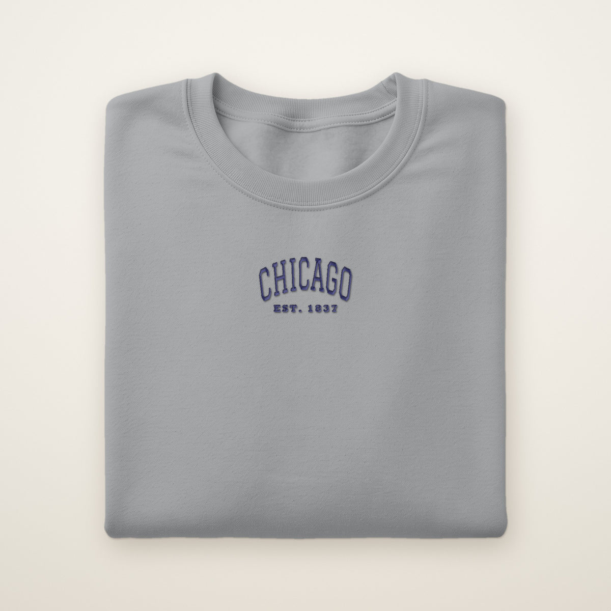Chicago embroidered youth crewneck in Sport Grey with navy thread