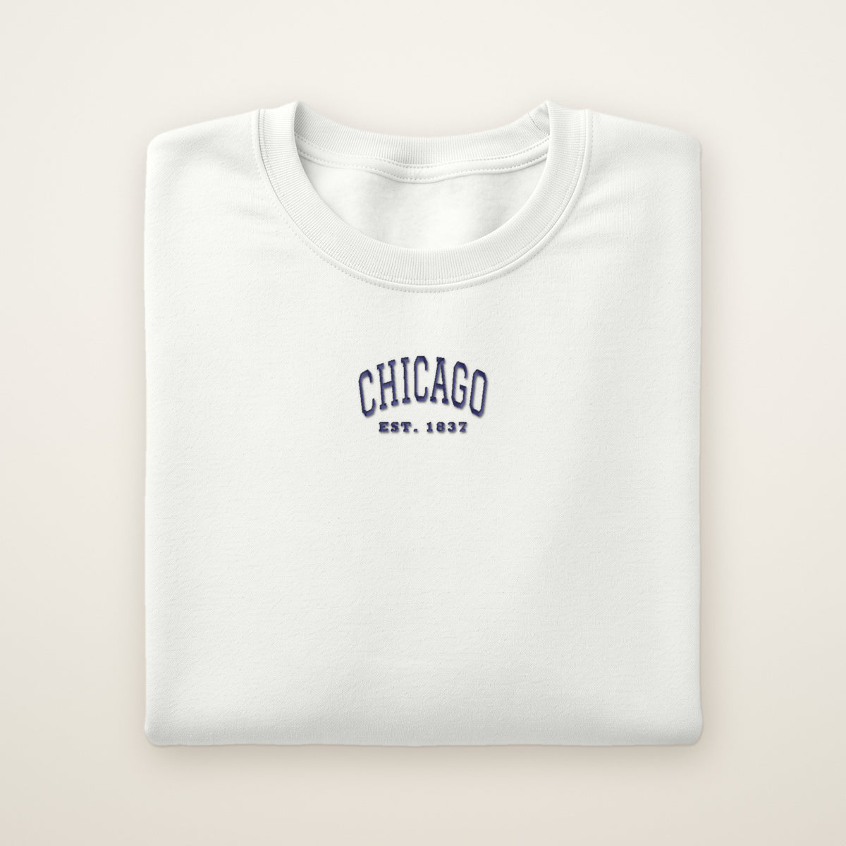 Chicago embroidered youth crewneck in White with navy thread