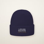 Logan Square Chicago Embroidered Cuffed Beanie in Navy