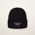 Lincoln Park Chicago Embroidered Cuffed Beanie in Black