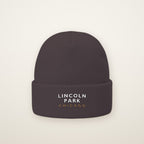 Lincoln Park Chicago Embroidered Cuffed Beanie in Dark Grey