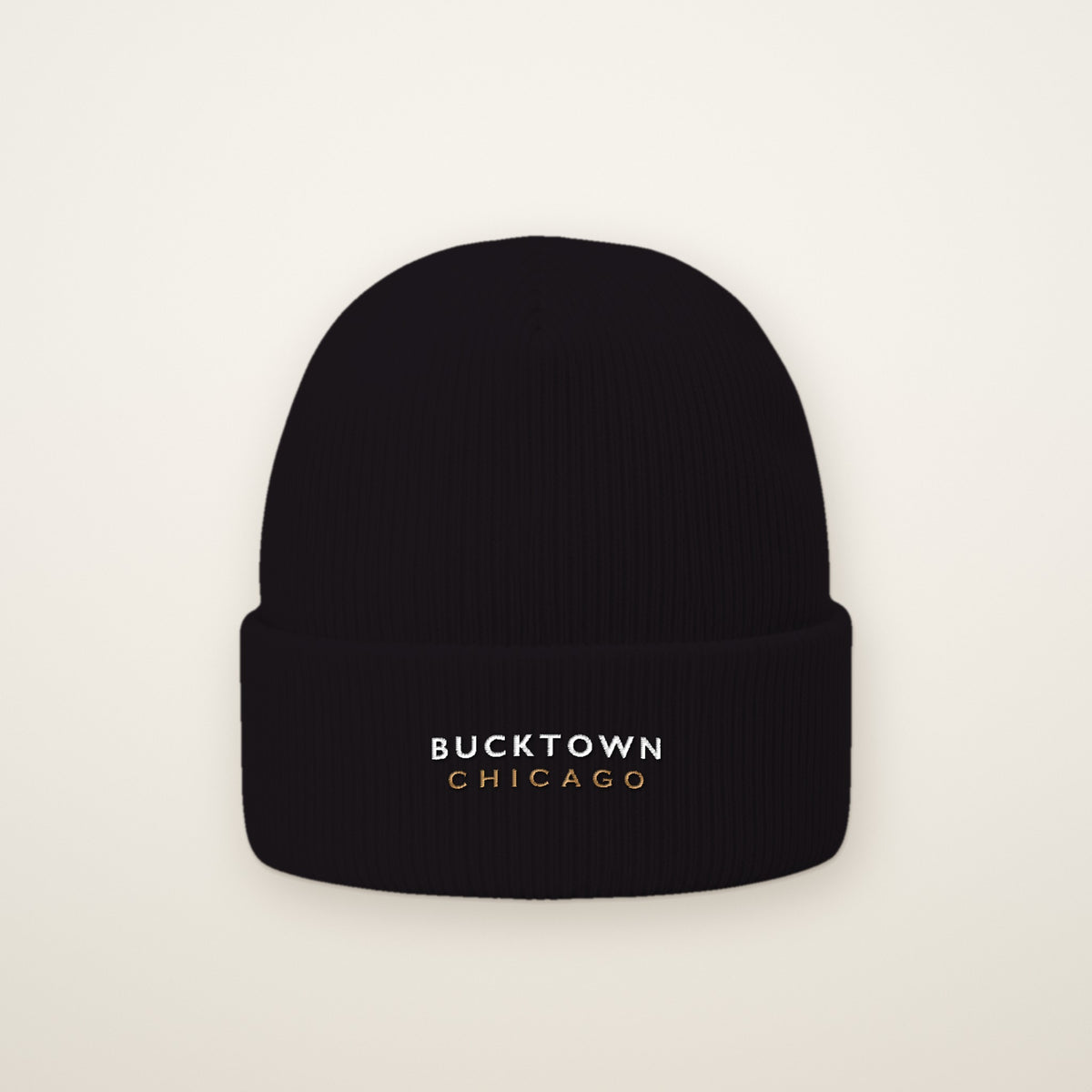 Bucktown Chicago Embroidered Cuffed Beanie in Black