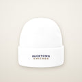 Bucktown Chicago Embroidered Cuffed Beanie, White, front view