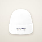 Bucktown Chicago Embroidered Cuffed Beanie, White, front view