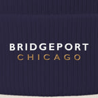Bridgeport Chicago embroidery close-up in white and old gold thread