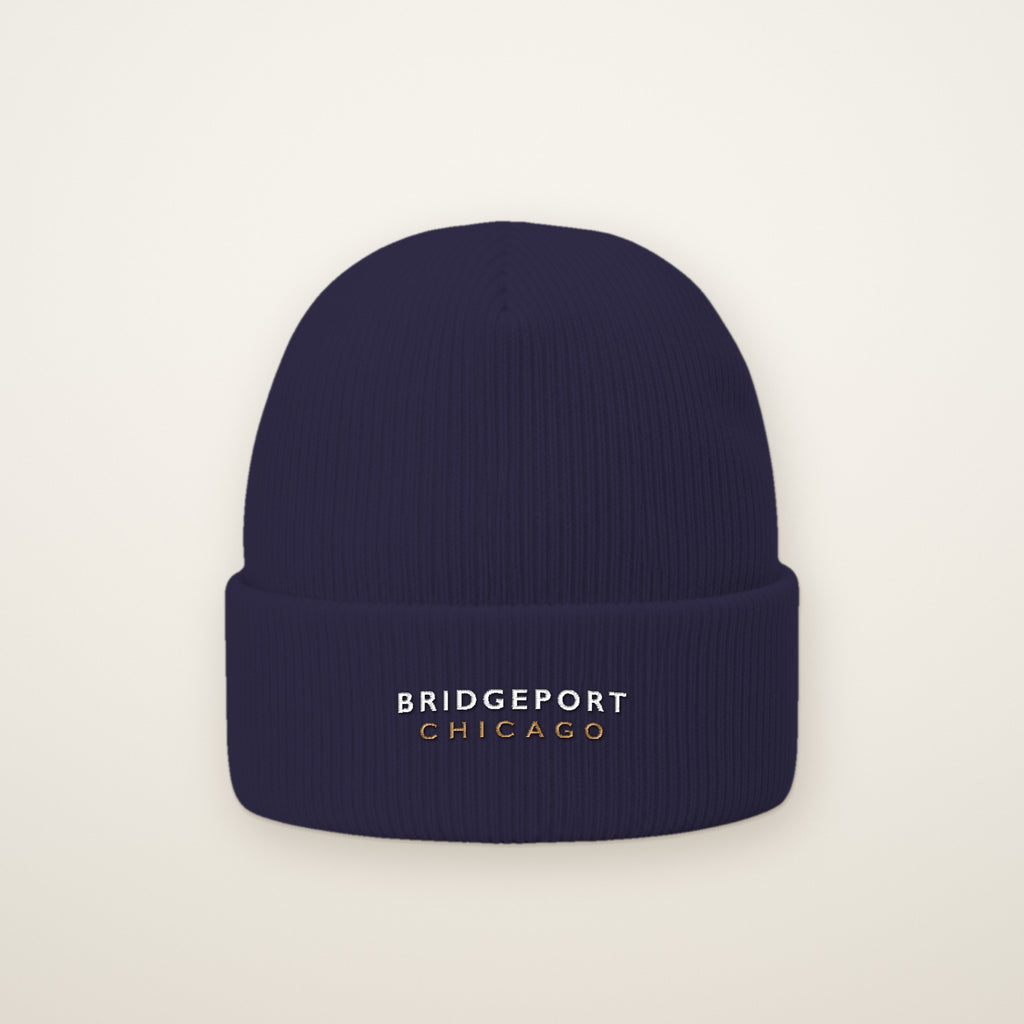 Bridgeport Chicago Embroidered Cuffed Beanie in Navy