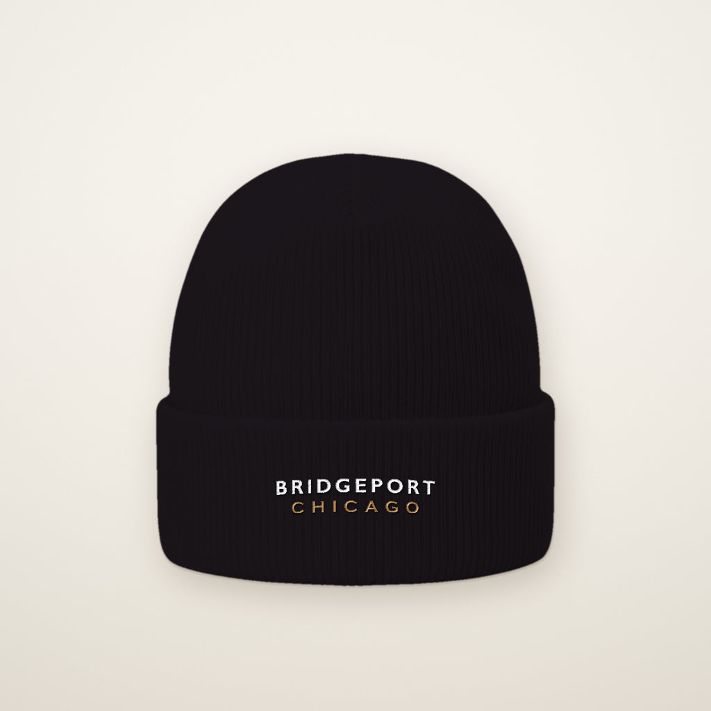 Bridgeport Chicago Embroidered Cuffed Beanie in Black