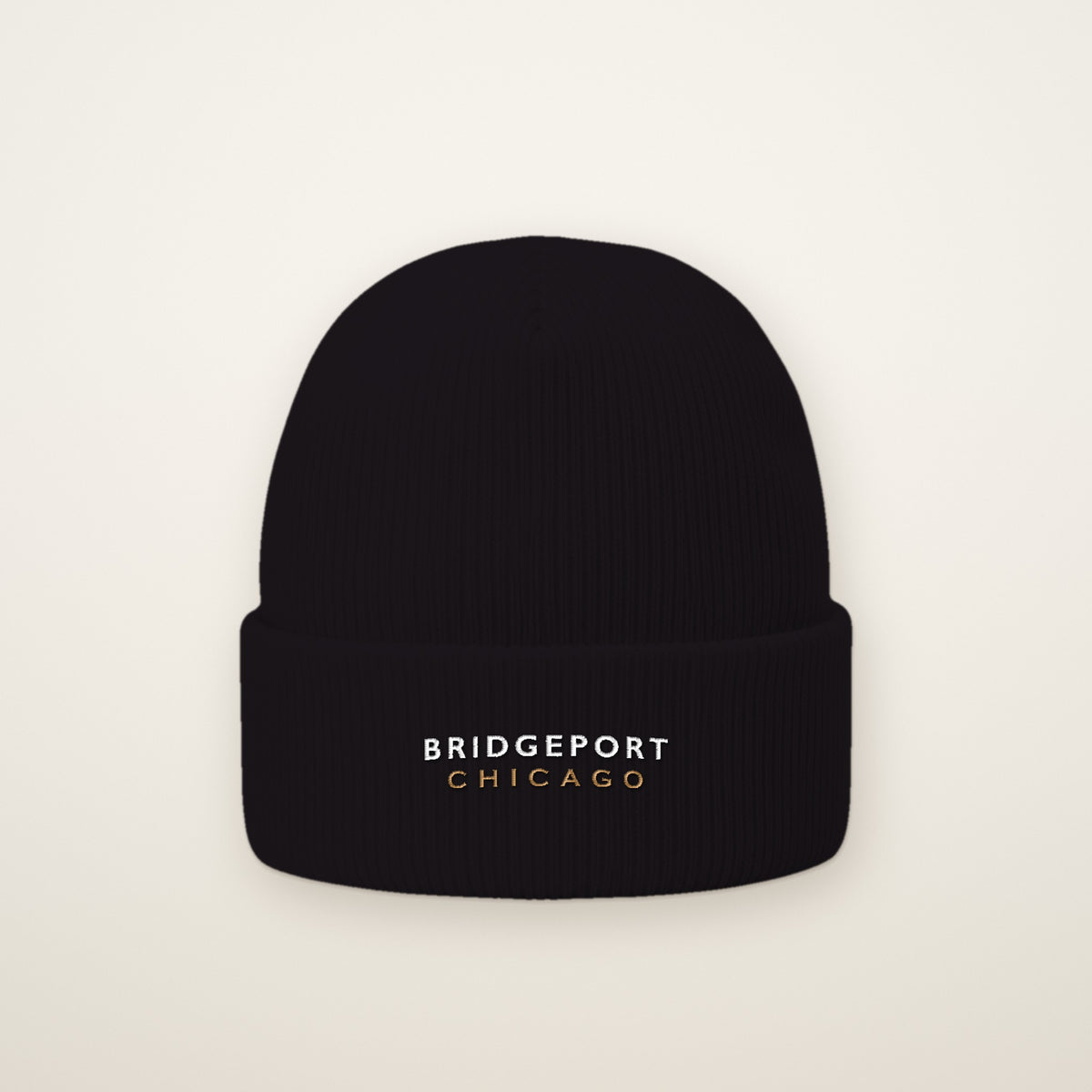 Bridgeport Chicago Embroidered Cuffed Beanie in Black