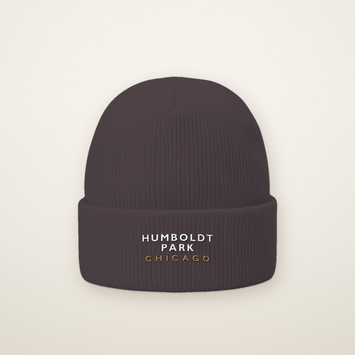 Humboldt Park Chicago Embroidered Cuffed Beanie in Dark Grey