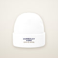 Humboldt Park Chicago Embroidered Cuffed Beanie, White, front view
