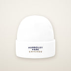 Humboldt Park Chicago Embroidered Cuffed Beanie, White, front view