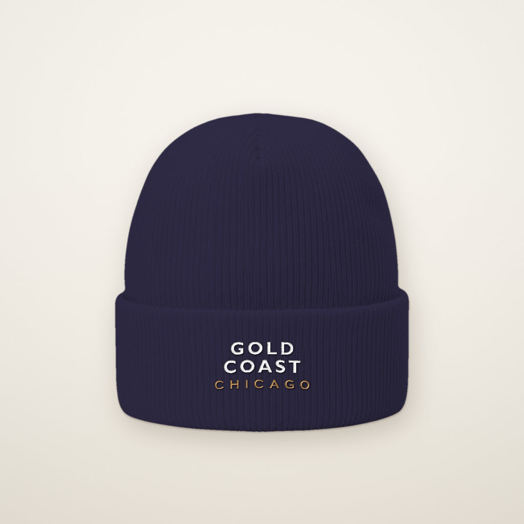 Gold Coast Chicago Embroidered Cuffed Beanie in Navy