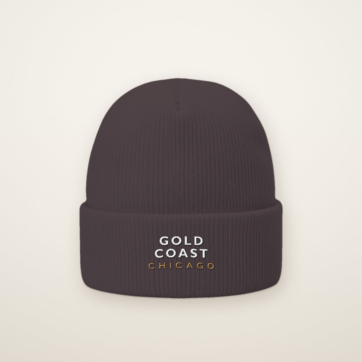 Gold Coast Chicago Embroidered Cuffed Beanie in Dark Grey