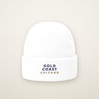 Gold Coast Chicago Embroidered Cuffed Beanie, Navy Thread, White