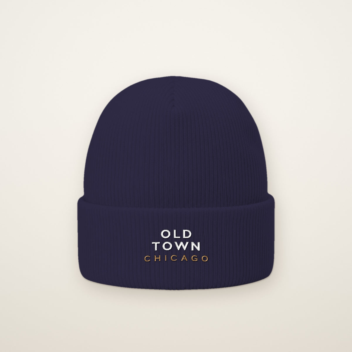 Old Town Chicago Embroidered Cuffed Beanie in Navy