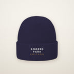 Rogers Park Chicago Embroidered Cuffed Beanie in Navy