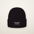 Rogers Park Chicago Embroidered Cuffed Beanie in Black