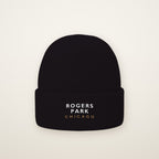 Rogers Park Chicago Embroidered Cuffed Beanie in Black