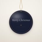 Bucktown Chicago Christmas Ornament, Est. 1854 hanging on a gold cord, ivory backdrop