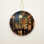 Back of the ornament: Merry Christmas from Chicago in gold on navy