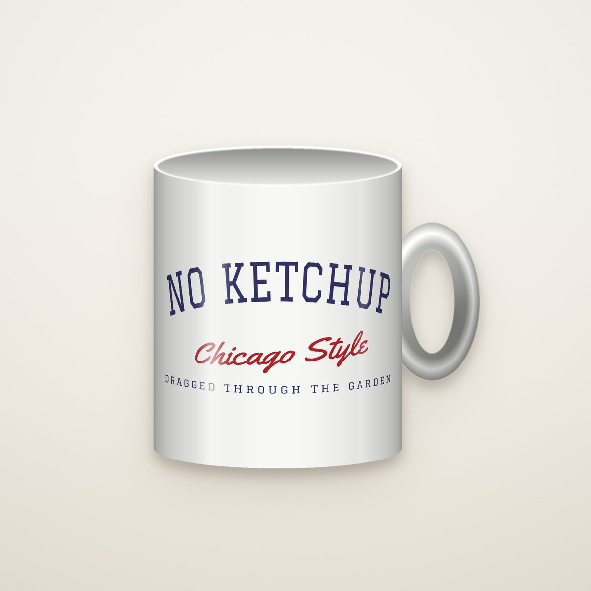 No Ketchup Coffee Mug, White on an ivory backdrop