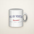 Polar Vortex Survivor Coffee Mug, White on an ivory backdrop